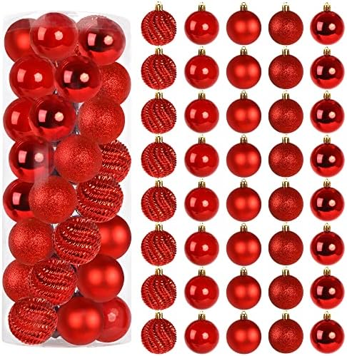 LOKIPA 40ct Christmas Ball Ornaments, Red Shatterproof Christmas Baubles Decorations for Holiday Christmas Tree Decoration