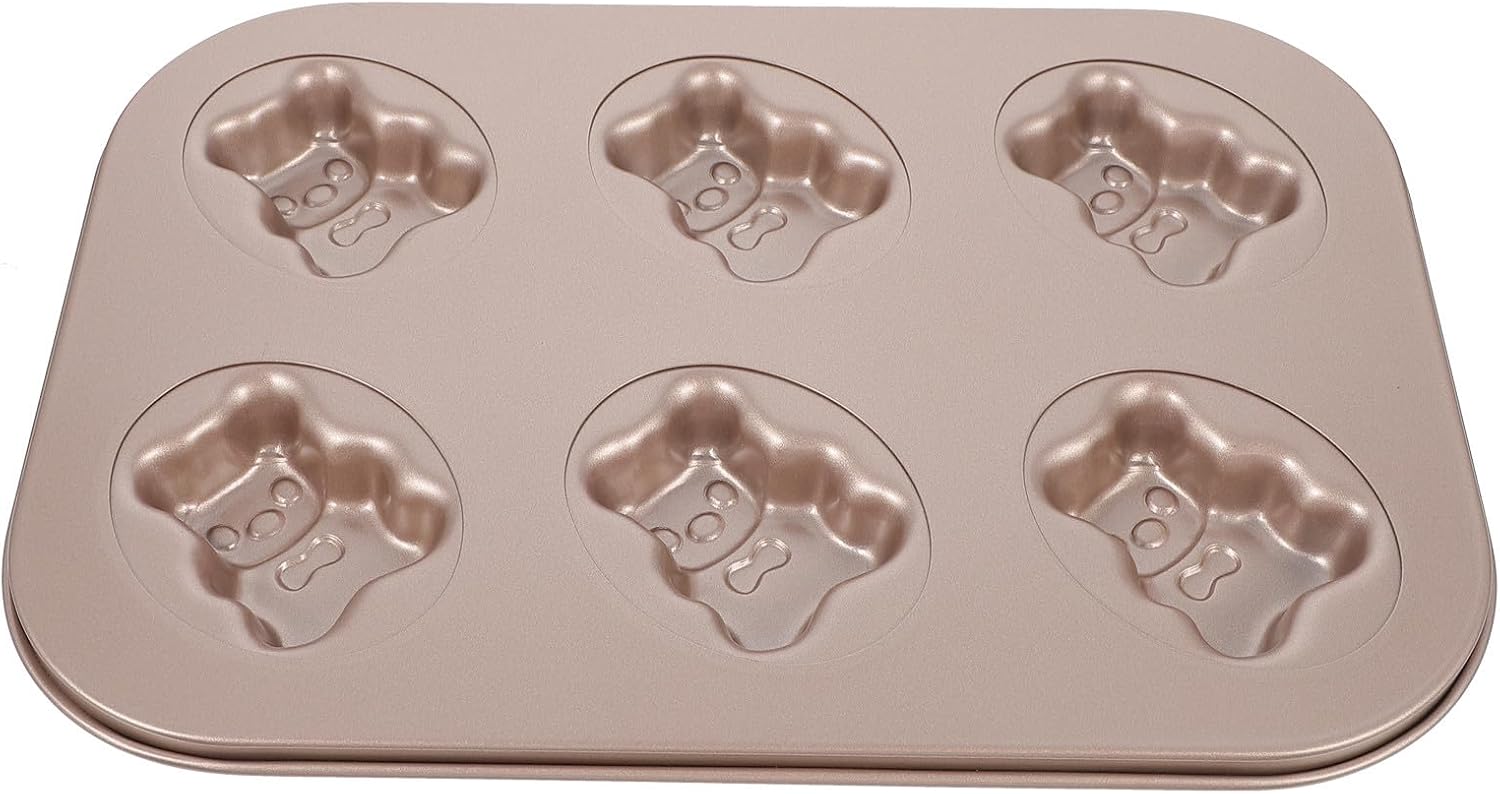 Zerodeko Bear Cake Mold 6 Cavity Carbon Steel Non-stick Baking Pan