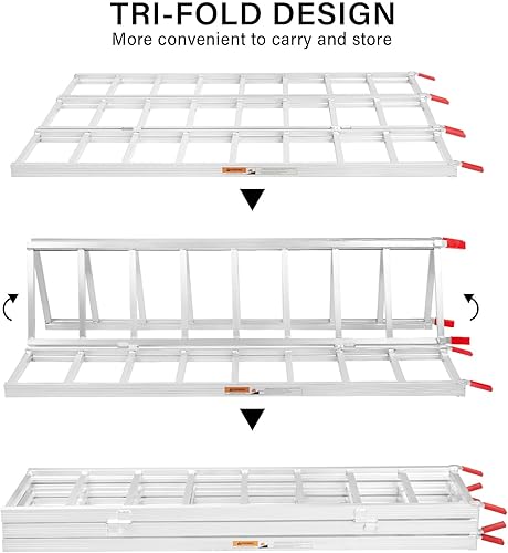 Miniatura 2 de Rampas de carga de aluminio para motos de nieve de 69 pulgadas de largo x 50 pulgadas de ancho, rampa de carga para motos de nieve de capacidad de