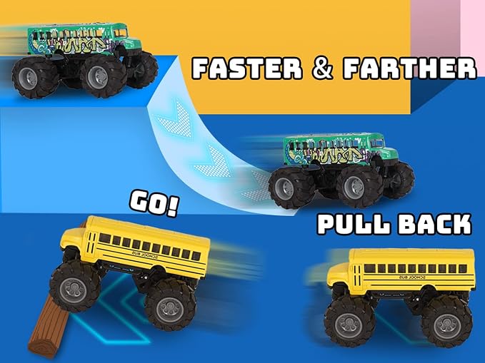 2 Pack Monster Truck Escolar de Juguete Die Cast miniatura 5