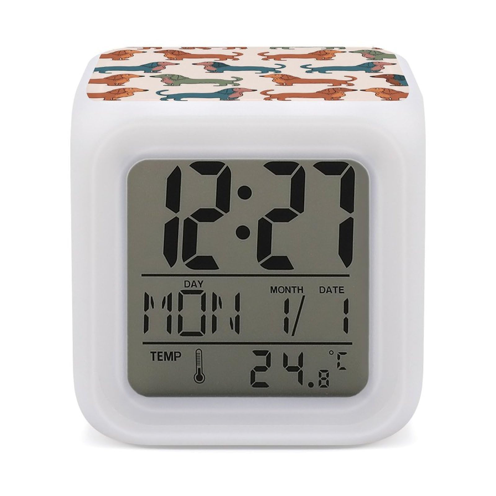 Réveil numérique teckel mignon, idée cadeau idéale avec grand écran LED