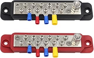 180A 12-48V Bus Bar, 2 PCS 12 Terminal Distribution Block with 32 Wire Lugs, Distribution Block Terminal Block for Car Audio, Solar System, Marine , Heavy Duty Stainless Steel