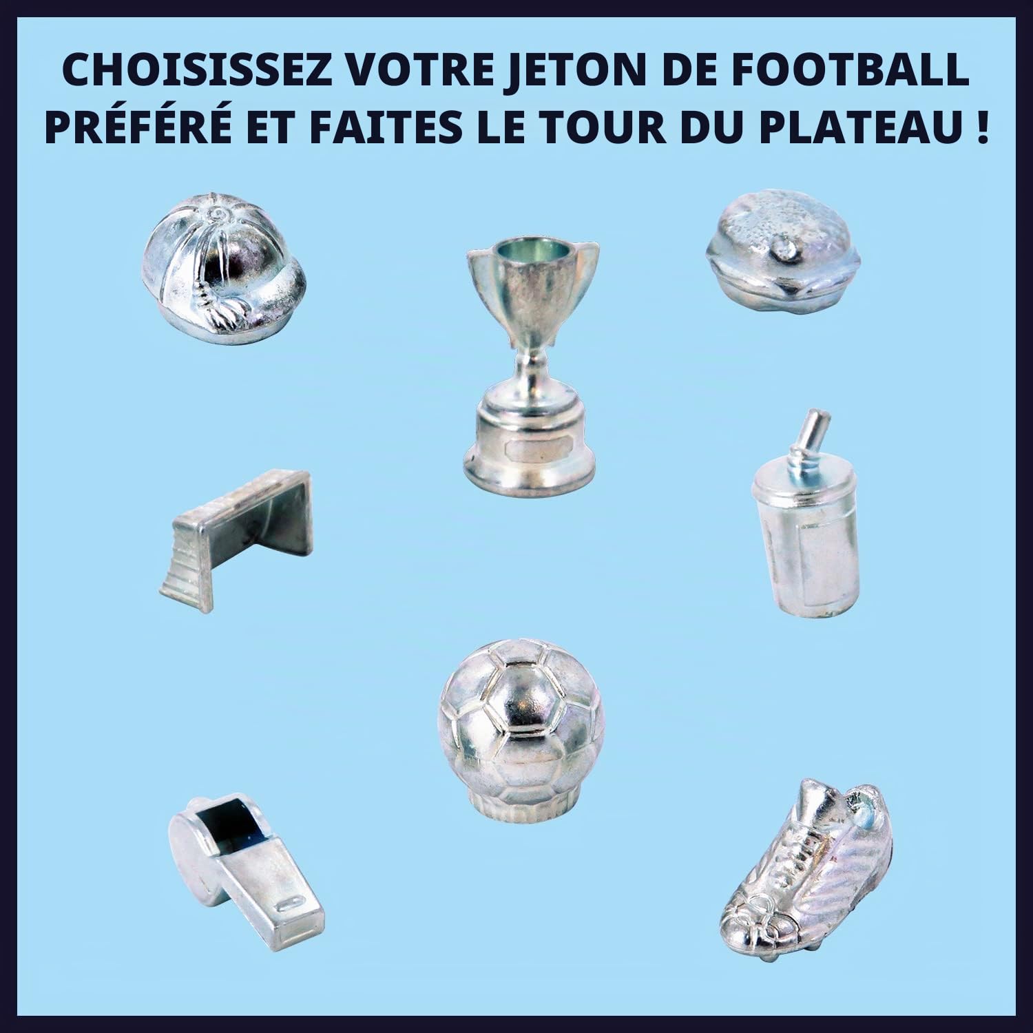 Winning Moves World Football Stars Monopoly Jeu de société Jouez avec Cristiano Ronaldo, Lionel Messi, Harry Kane et Salah, Cadeau pour Enfants de 8 Ans et Plus, Bleu