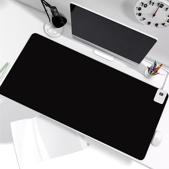 Nizirioo Heated Large Desk Pad: 80 x 33 cm Mouse Pad with 3 Heat Settings & 4 Hours Automatic Shut-Off, Black PU, Rectangular
