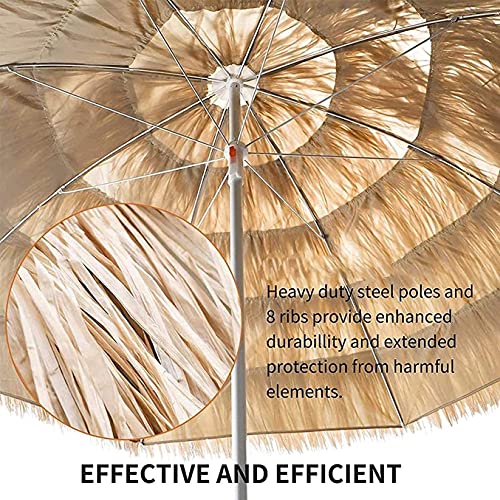 Sombrilla parasol de playa de paja artificial CLSDRZC con poste robusto 2