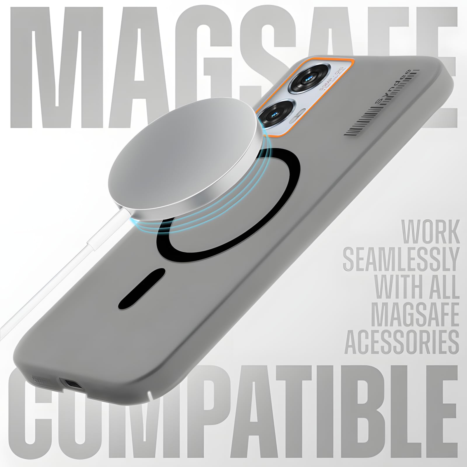 DL3 Mobilak Case Back Cover for Motorola Edge 50 Fusion, Sleek Frosted Translucent Back Only Compatible with Wireless Magnetic Accessories | Anti-Scratch Shockproof Phone Case (Black)