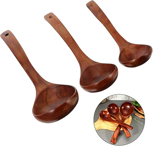 Miniatura 4 de Luxshiny Juego de 3 cucharas de madera para pasta, cucharas chinas de ramen asiático, cucharas de arroz, cucharas de azúcar, cucharas de frutas para
