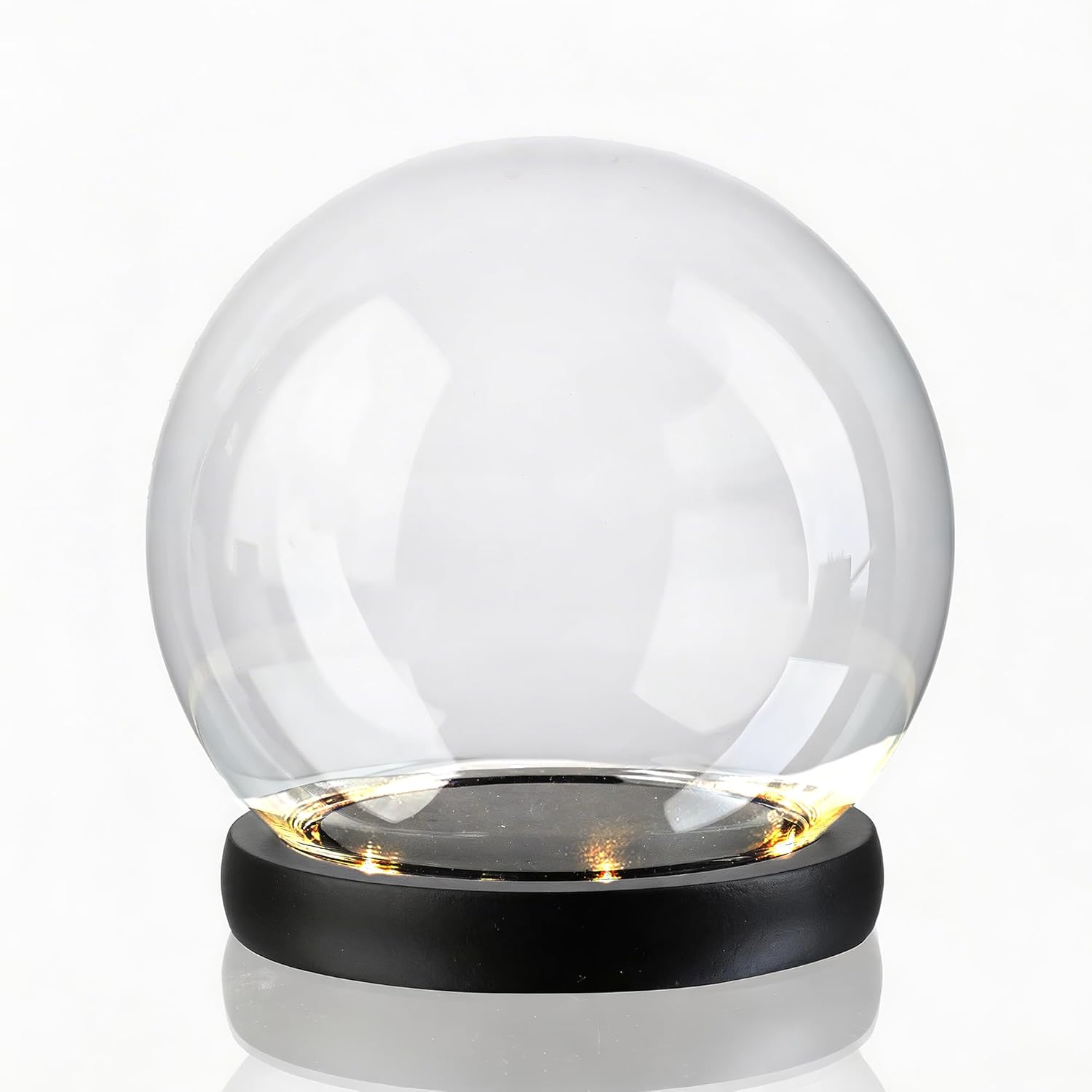 2-Piece Glass Cloche Display Dome Bundle with LED Wooden Base (6-Inch Round & 5.5" x 3.9"), Decorative Glass Bell Jars for Home Decor, Plants, Collectibles & Gifts