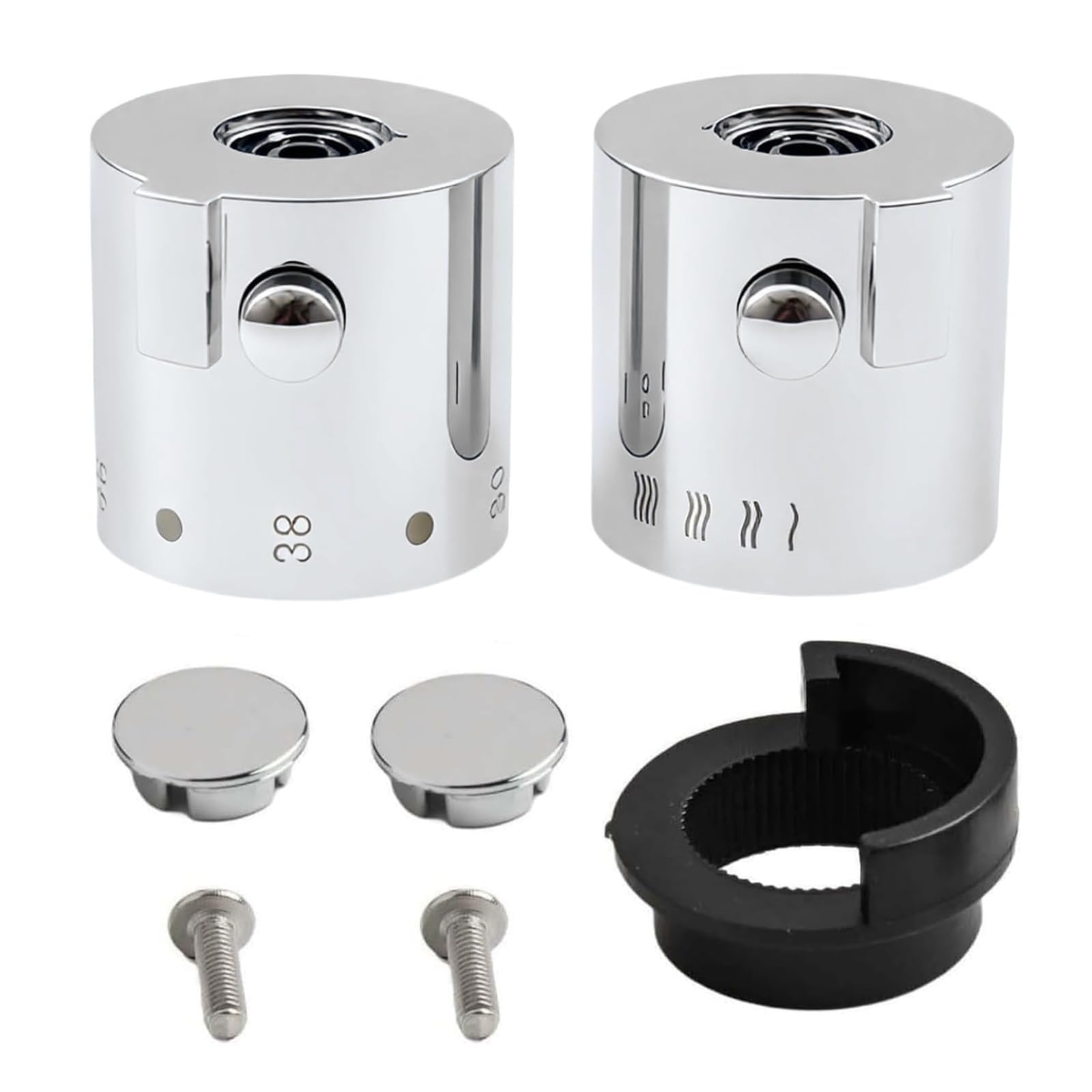 Oiieco 2PCS Shower Knobs Set, Thermostatic Hot and Cold Mixer Tap Handles, Chrome Shower Valve Control Knobs for Bathtub, Replacement Faucet Handles for Shower & Bathroom Accessories