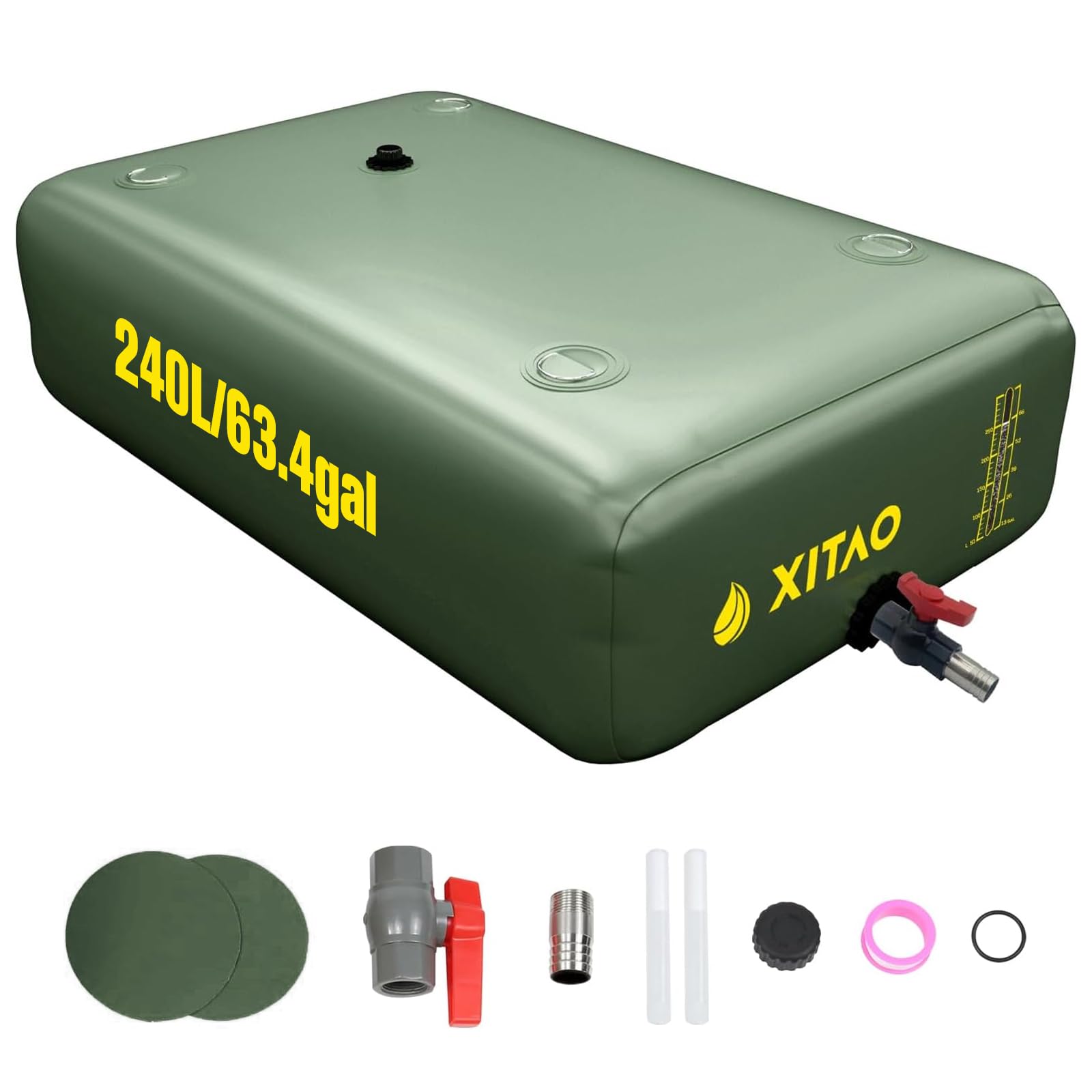 XITAO 63Gal/240L Water Storage Bladder w/Water Level Indicator, Large Capacity Foldable Water Storage Containers, Portable Emergency Water Tank Water Bag for RVs, Fire Prevention, Irrigation