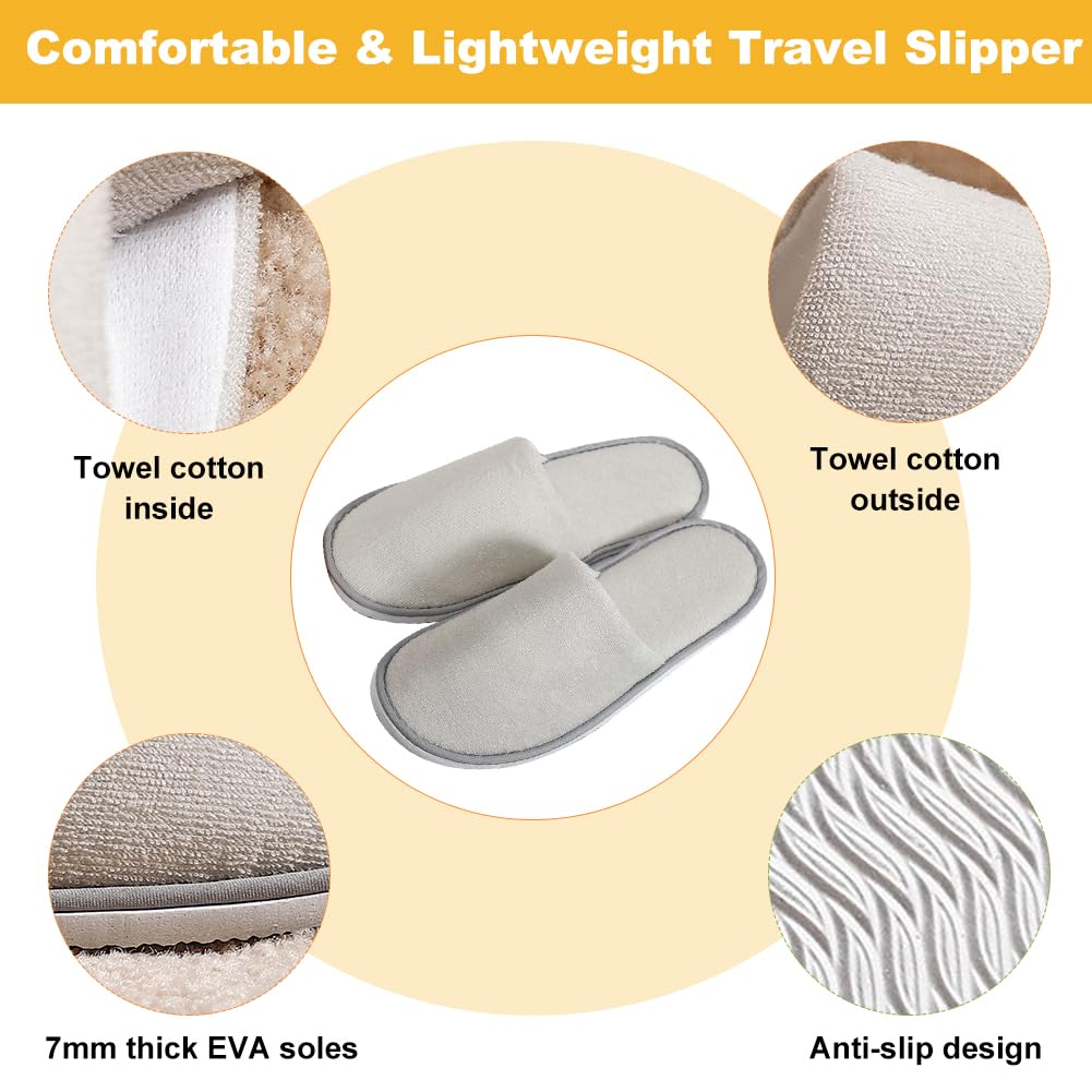 Pantofole hotel, Non Monouso pantofole ospiti lavabili Riutilizzabile ciabatte ospiti ciabatte da viaggio Anti-Slip pantofole