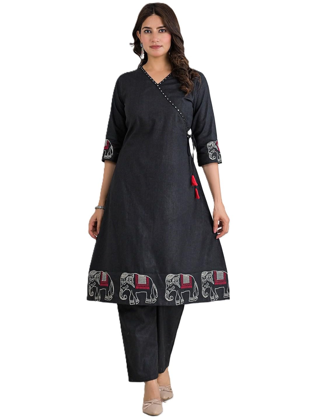 Women’s Pure Cotton Embroidered Solid Kurta Pant Set Regular Fit Co-Ord-picture-20