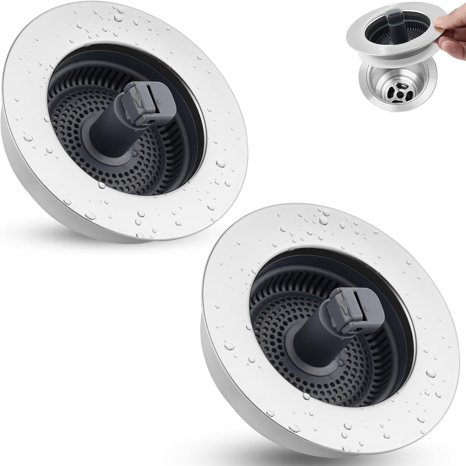 Kitchen Sink Strainer Drain For Stopper, 2 Pack Stainless Steel Kitchen...