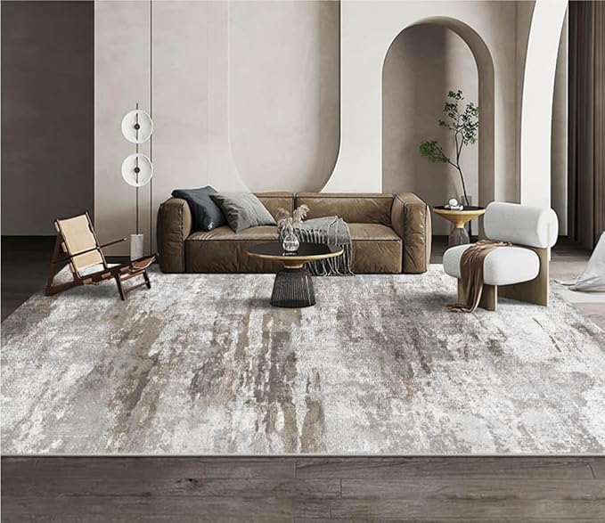 OMERAI Washable Rug 5'x7' Abstract Machine Washable Rugs Ultra-Thin Area Rugs for Living Room Non Slip Stain Resistant Modern Carpet for Bedroom Dining Room Office Kitchen Brown Rug Washable (Brown)