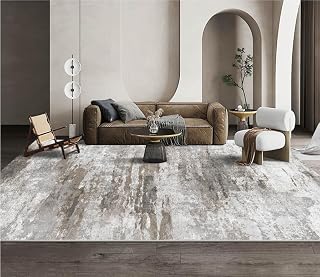 OMERAI 5x7 Washable Area Rugs Brown & Grey Rugs for Living Room Abstract Modern Carpet for Bedroom Dining Room Office Kitchen, Soft Ultra-Thin Non Slip Stain Resistant (Gold & Gray)