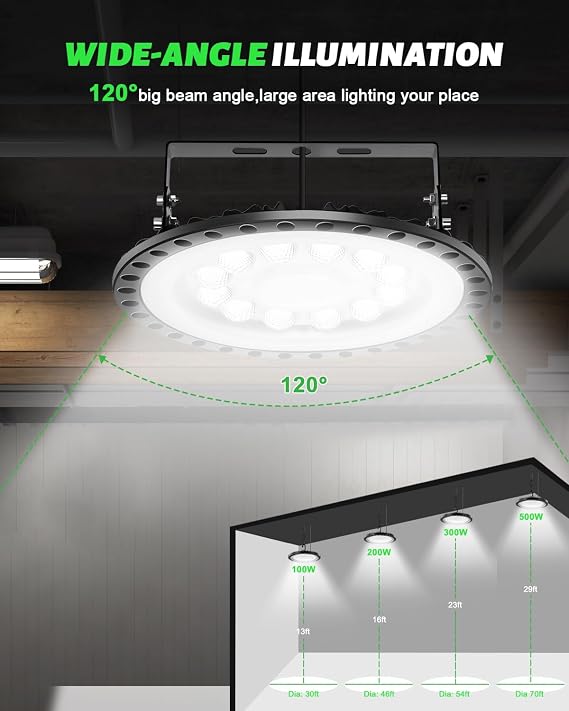 Viugreum High Bay LED Shop Lights, 200W UFO LED High Bay Light 20,000LM 120V LED High Bay Lights 5000K Daylight, Alternative to 900W MH/HPS for Garage Workshop Barn Factory Warehouse - 10 Pack