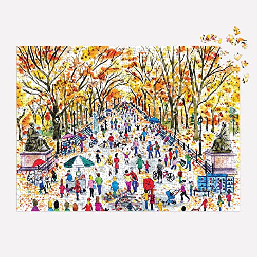 Galison - Puzzle de 1000 piezas Fall in Central Park para adultos, ilustrado por Michael Storrings, otoño, paisaje urbano, tamaño terminado 27" x 20" miniatura 4