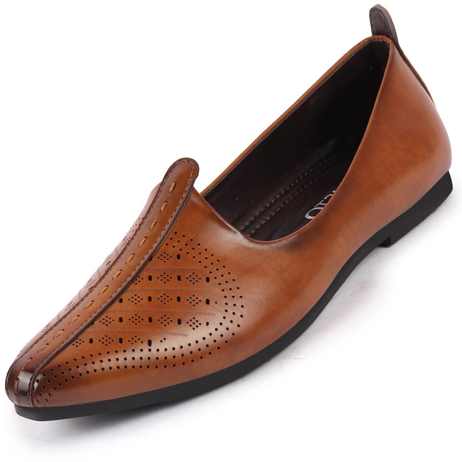 Mens Laser Cut Ethnic Slip On Wedding Juttis and Mojaris | Festive Ethnic Dress Shoes