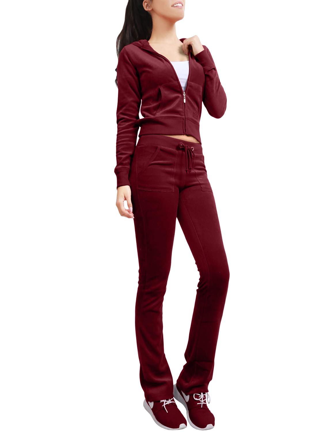 NE PEOPLENE PEOPLE Women’s Tracksuit Set – 2 Piece Slim Fit Velour Velvet Casual Zip Up Hoodie Jacket Sweatsuit and Sweatpants S-3XL