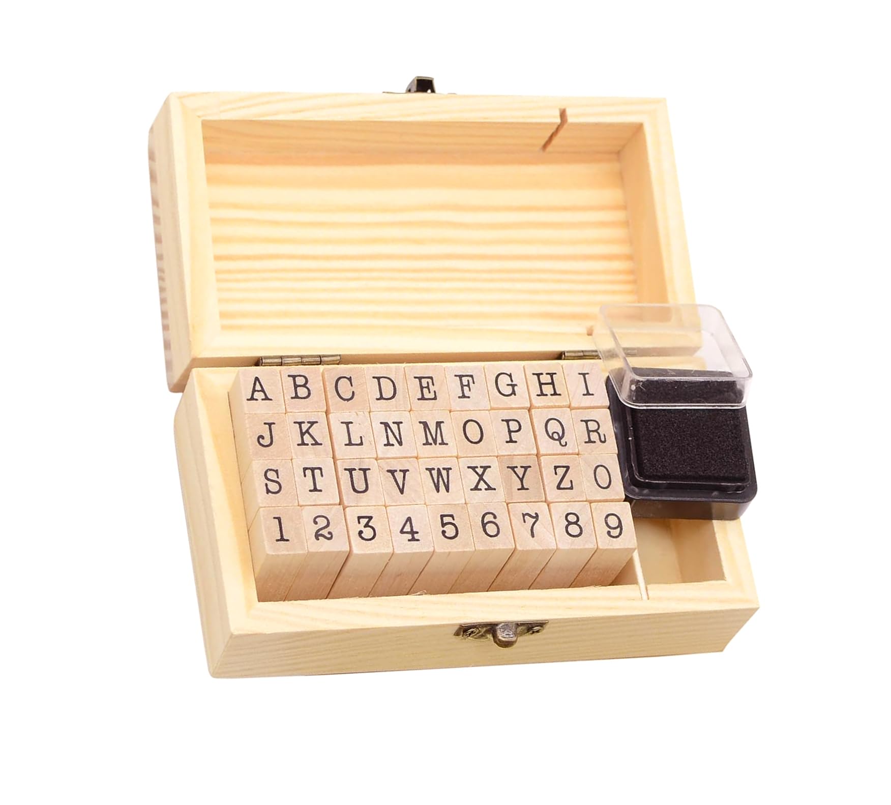 36Pcs Wooden Stamps - Alphabet & Numbers for Crafts -1