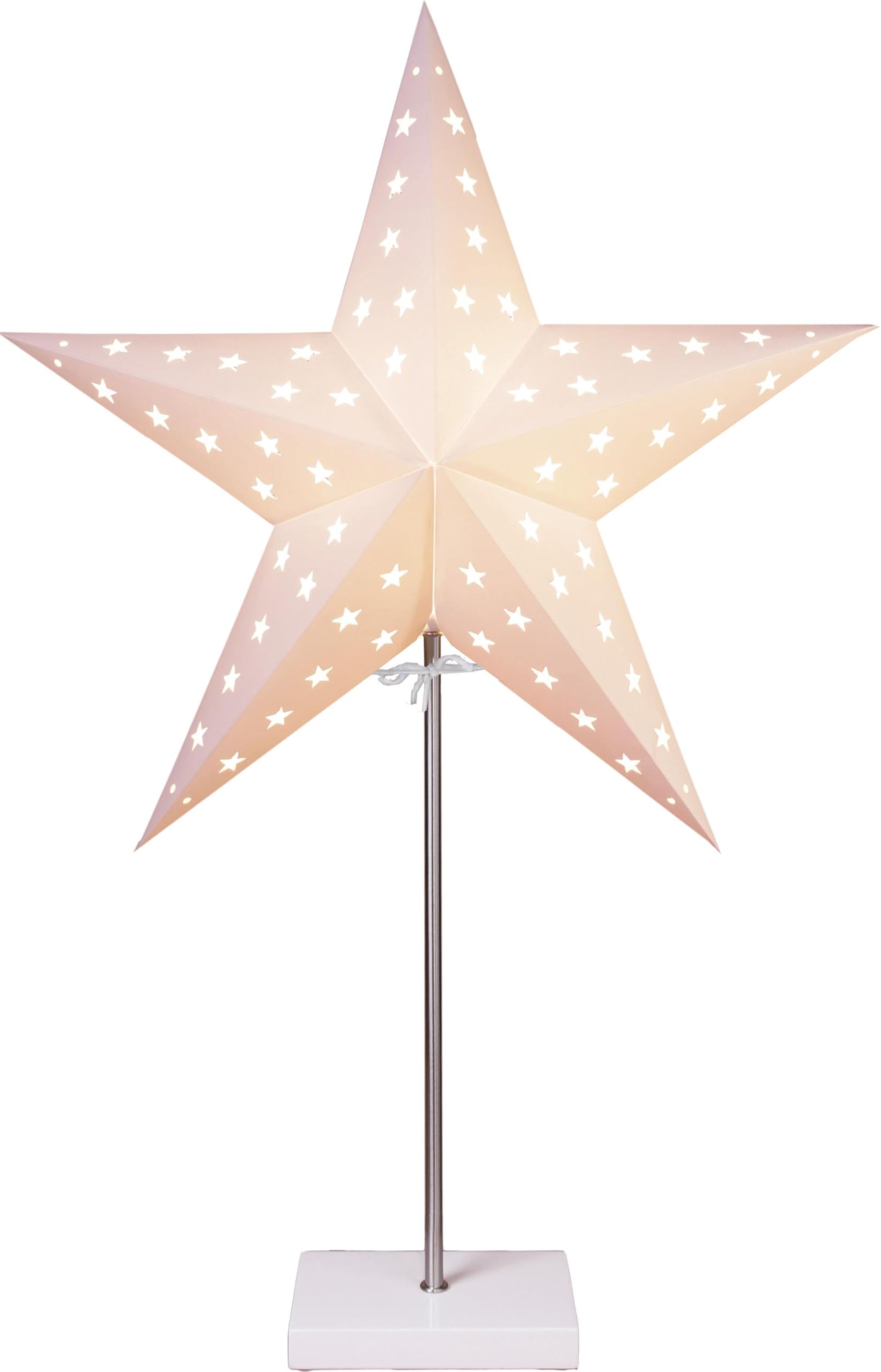 Lámpara de pie Papel Estrella Beige A Base De Madera Blanco 68 x 43 cm Cable 1,80 m 230 V E14