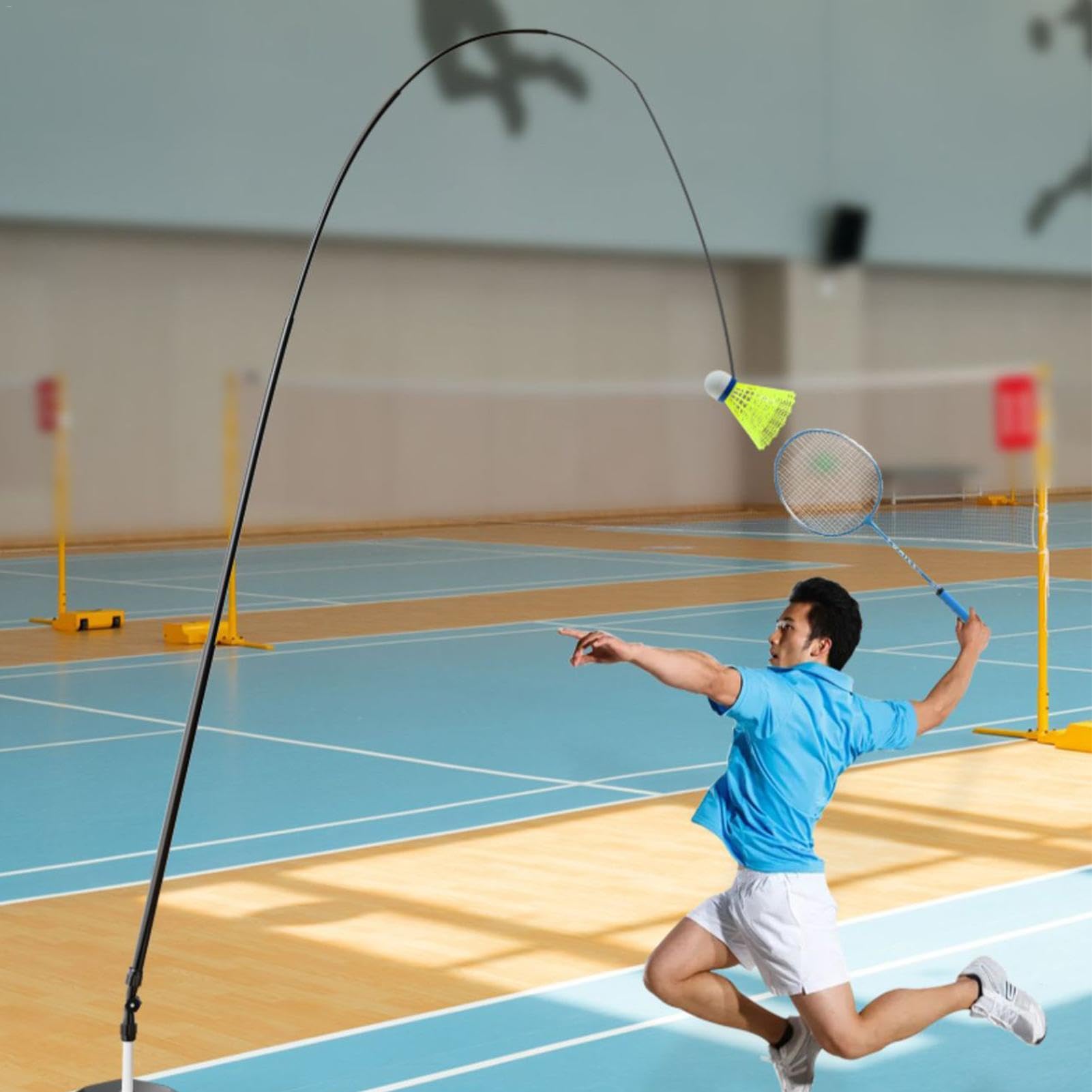 Attrezzo per allenamento di rimbalzo per giocatore singolo, strumento di allenamento per badminton, attrezzatura sportiva per auto-pratica, strumento per migliorare lo sviluppo delle abilità per | allenamento per badminton, attrezzatura sportiva per auto-