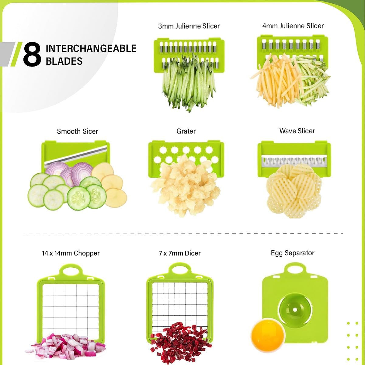 Heavy-Duty Vegetable Chopper | 14-IN-1 | Super-Sharp, Ultra-Hardened & Never-Rust Blades | Military-Grade, Chemical-Free & Non-Toxic Materials Construction