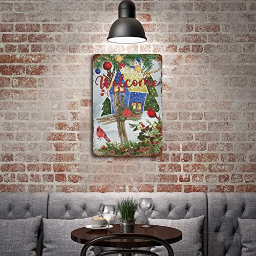 Wodevor Welcome Winter Aluminum Sign Jesus Cross Bird Flower Retro Garage Signs Custom Signs Outdoor Metal Hanging Wall Plaque Kitchen 8X12 Inch #TOP4