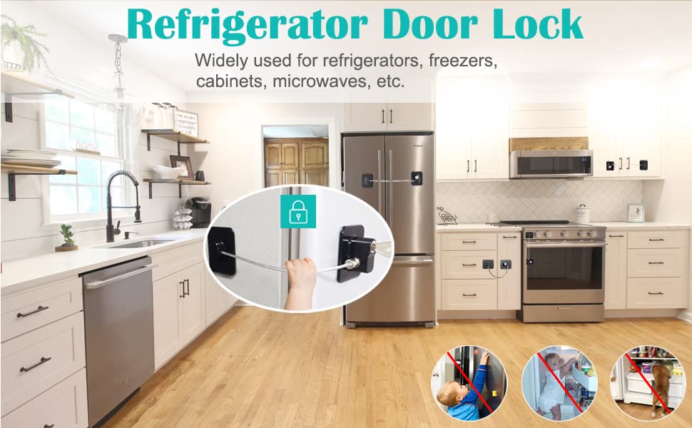 Image of Matiko Safety Refrigerator Lock,Fridge Lock with Keys,Freezer Lock and Refrigerator Lock for Child Proof(Fridge Lock-Black 1Pack)