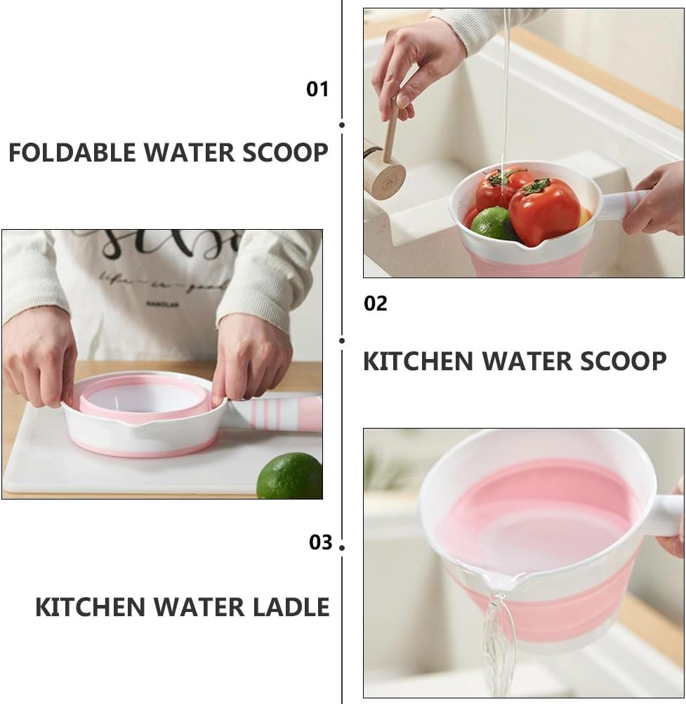 Hemoton Foldable Water Scoop Collapsible Kitchen Ladle with Hanging Hole Multi-Function Water Dipper for Home Bathroom Garden and Outdoor Use 4.33 Inch