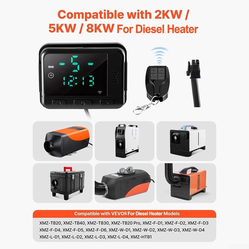 Kit controller per riscaldatore ad aria diesel DC 5 V, con schermo LCD e telecomando, compatibile con riscaldatori da parcheggio da 2 kW, 5 kW, 8 kW, per modelli VEVOR XMZ Series