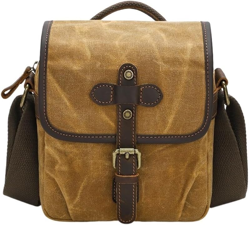 Waterproof Wear-Resistant Canvas DSLR Camera Shoulder Bag Lens Carry Case(Yellow)