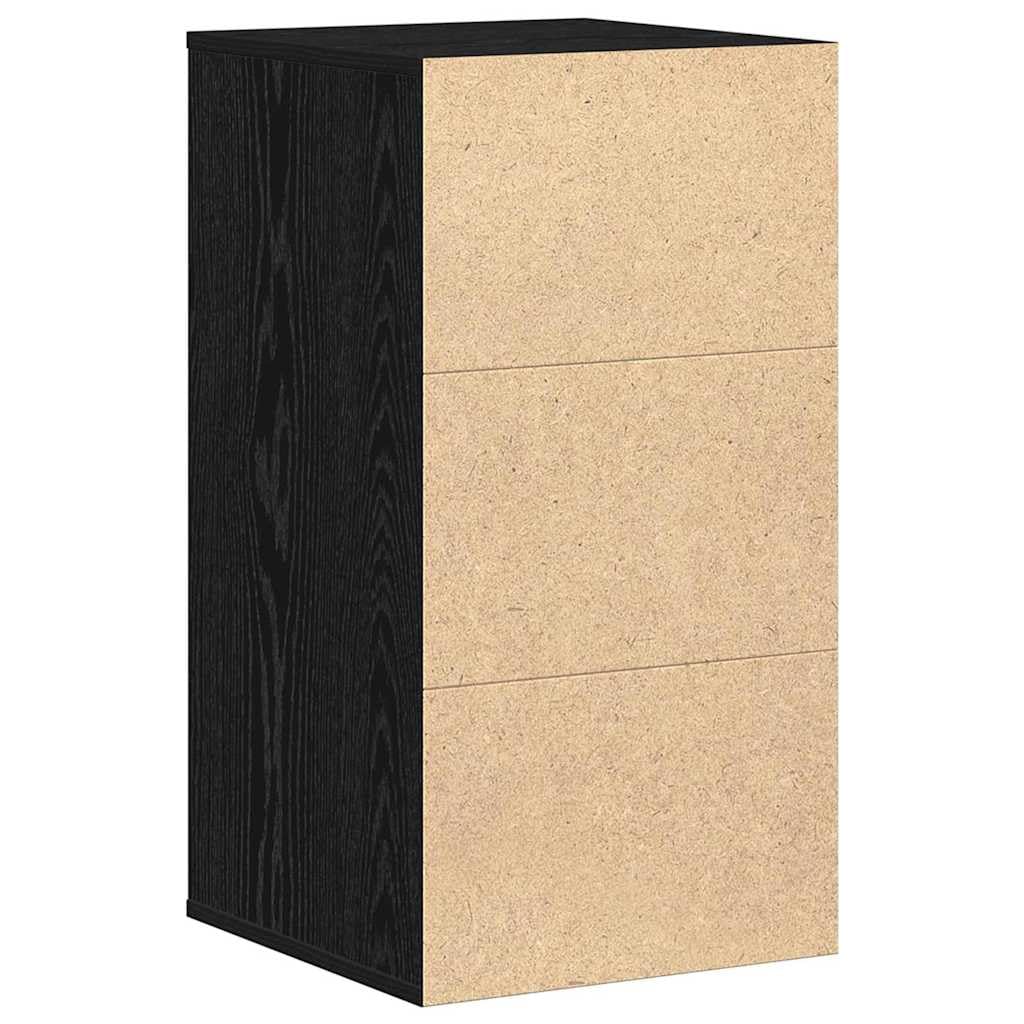 vidaXL Cajonera 3-Cajón Negro 40 x 41 x 76 cm Madera de ingeniería | Mucho espacio para guardar tus cosas, Un look suave y brillante que se adapta a cualquier decoración, Diseño sencillo,