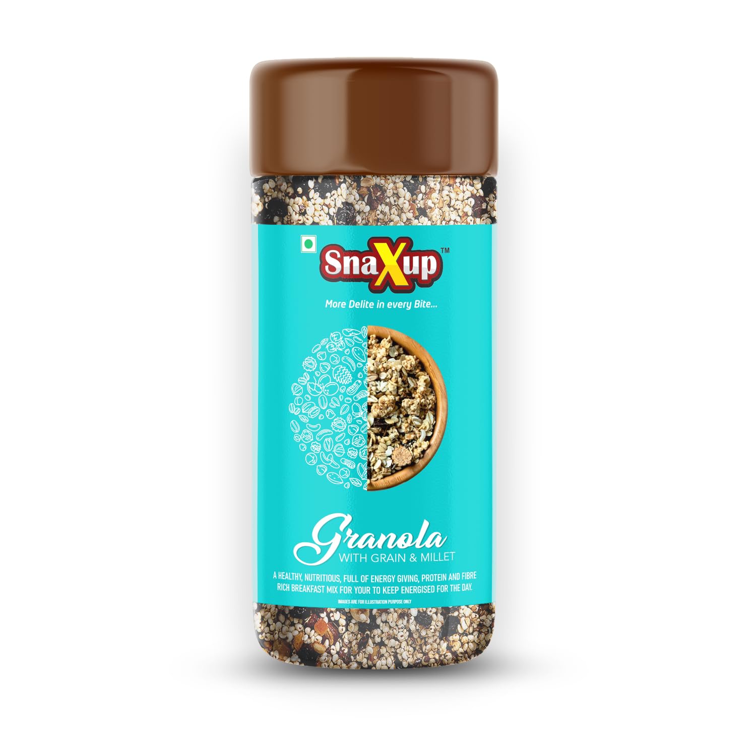 Snaxup Granola With Grain & Millet - Crunchy Granola With 21% Millets (Jowar & Quinoa) | Granola For Breakfast | Diet Food | High Fibre Cereal (350g)