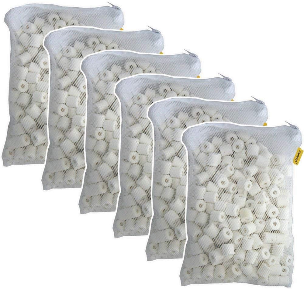 6 lbs Premier Bio Ceramic Rings Aquarium Filter Media in 6 Free Mesh Bags for Freshwater Saltwater Fish Tank Pond Shrimp Canister