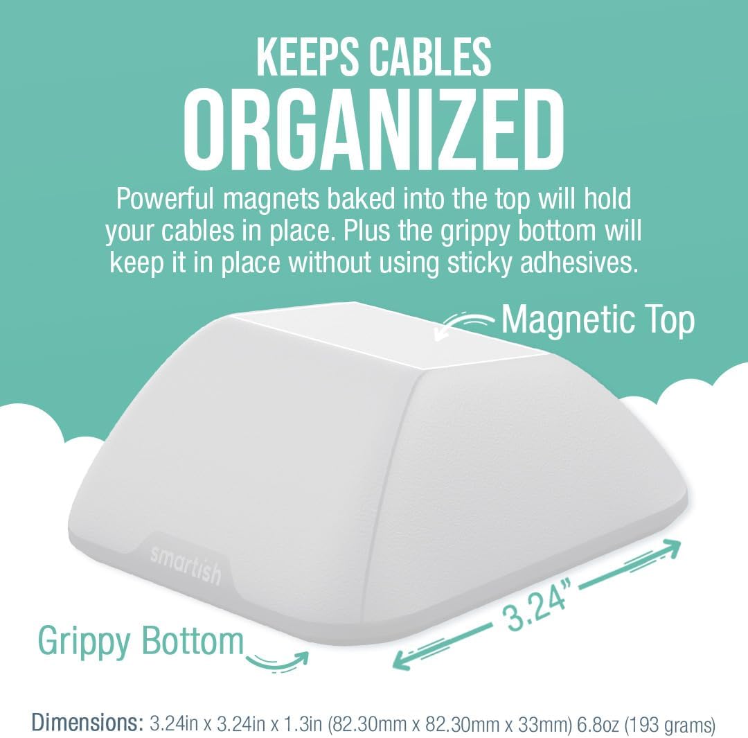 Smartish Cable Wrangler and Charger Bundle - Cable Wrangler Organizer with 2-in-1 USB-C to USB-C/Lightning Cable Fast Charger 100W - Snow Day White