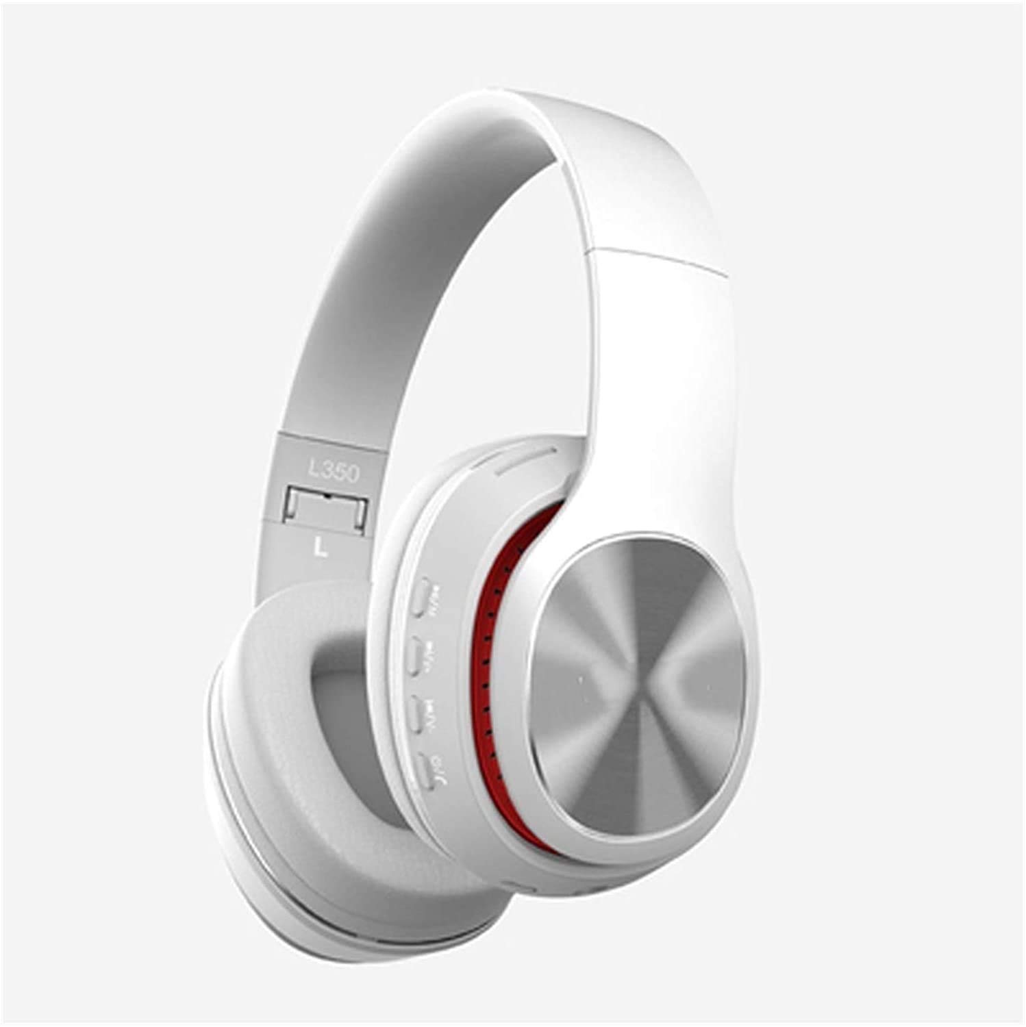 Cuffie on-Ear con Microfono, Cuffie per Bassi Stereo Leggero, Cuffie Wireless Portatili per Smartphone Tablet Laptop Computer (Color : White)