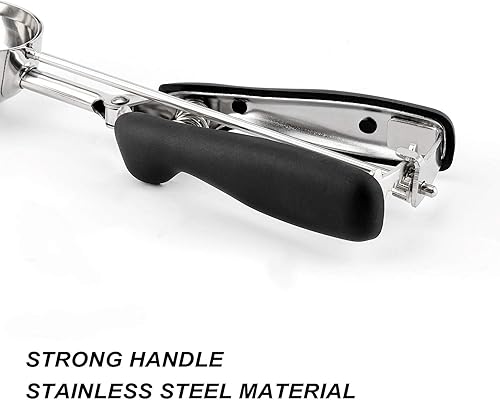 Vista 61 de Cuchara para galletas de 3.5 cucharadas, cuchara de helado con gatillo de pulgar, masa de galletas, cuchara de melón de 2.165 in, agarre cómodo