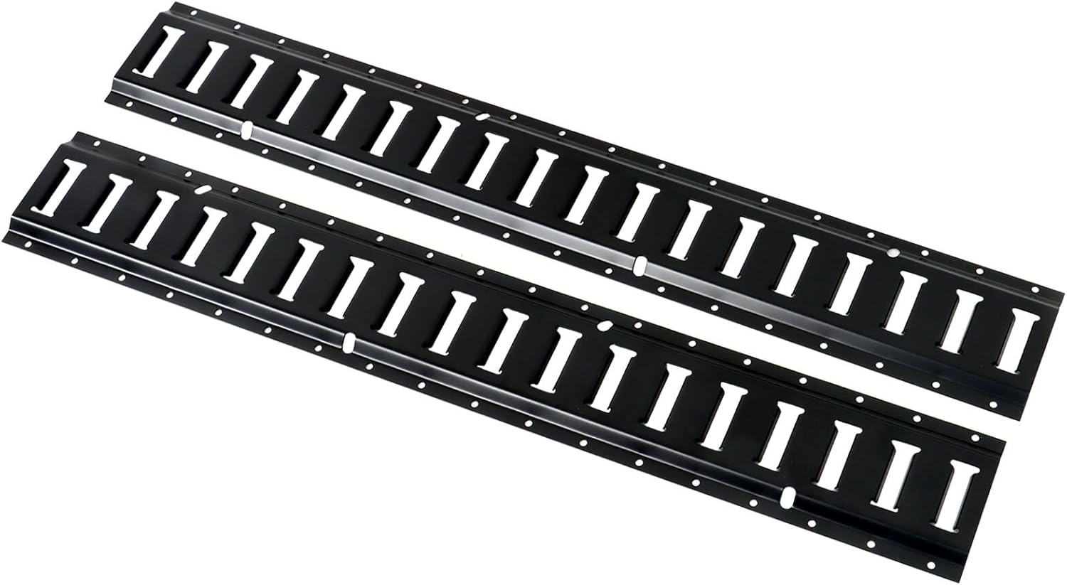 waltyotur 2 Pcs Track Tie Down Rail 3 for Garages Vans Trailers Motorcycle Tie Downs Track Bar Rails Powder Coat Black 2000 lbs