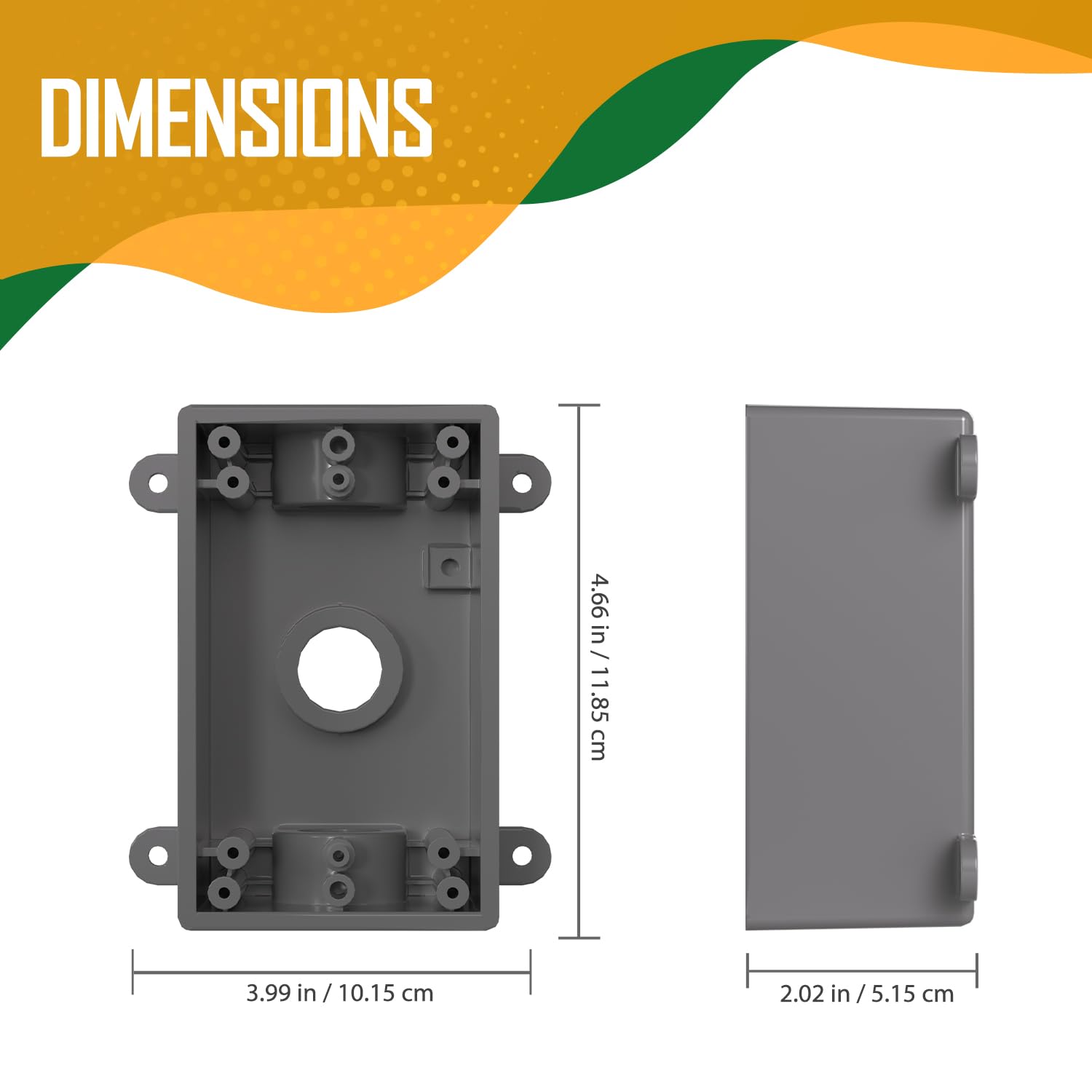 1 Gang 3-1/2 in. or 3/4 in. Electrical Outlet Box, Include 3-1/2 in. Reducer Bushings & 3-3/4 in. Closure Plugs, Weatherproof Outlet Box Gray, UL Listed (2 Pack)