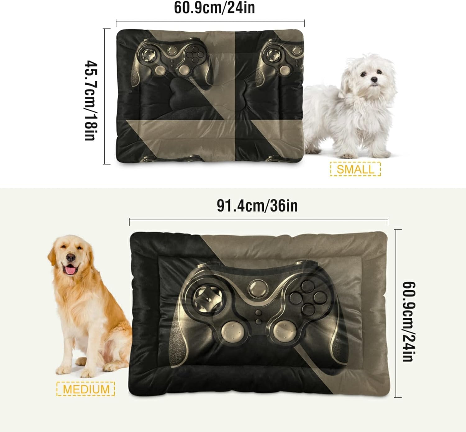 review Vintage Black Gamepad on a Black Background Gaming Dog Pet Soft Bed Mat Comfortable Mattress, Non-Slip Washable for Puppy Cat Kennel Rectangle Blanket Sleeping Pad 24x18 inch