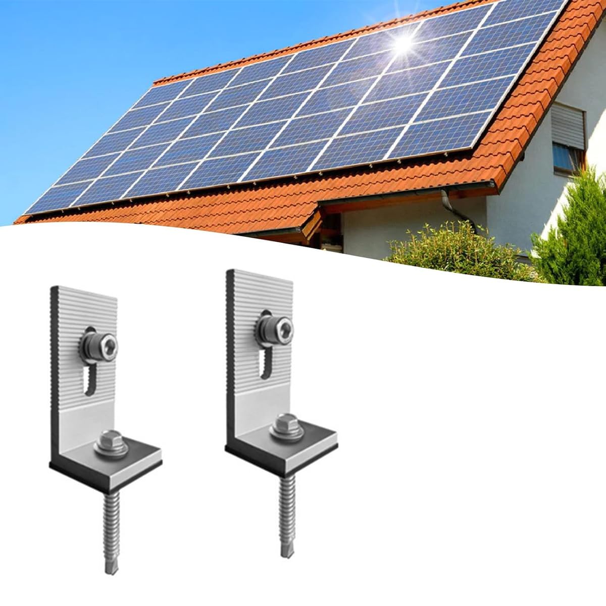 Ubric Lot de 8 équerres d'angle 90° en Aluminium pour Montage de Panneau Solaire, Support de Montage en L pour Toit Plat, avec vis