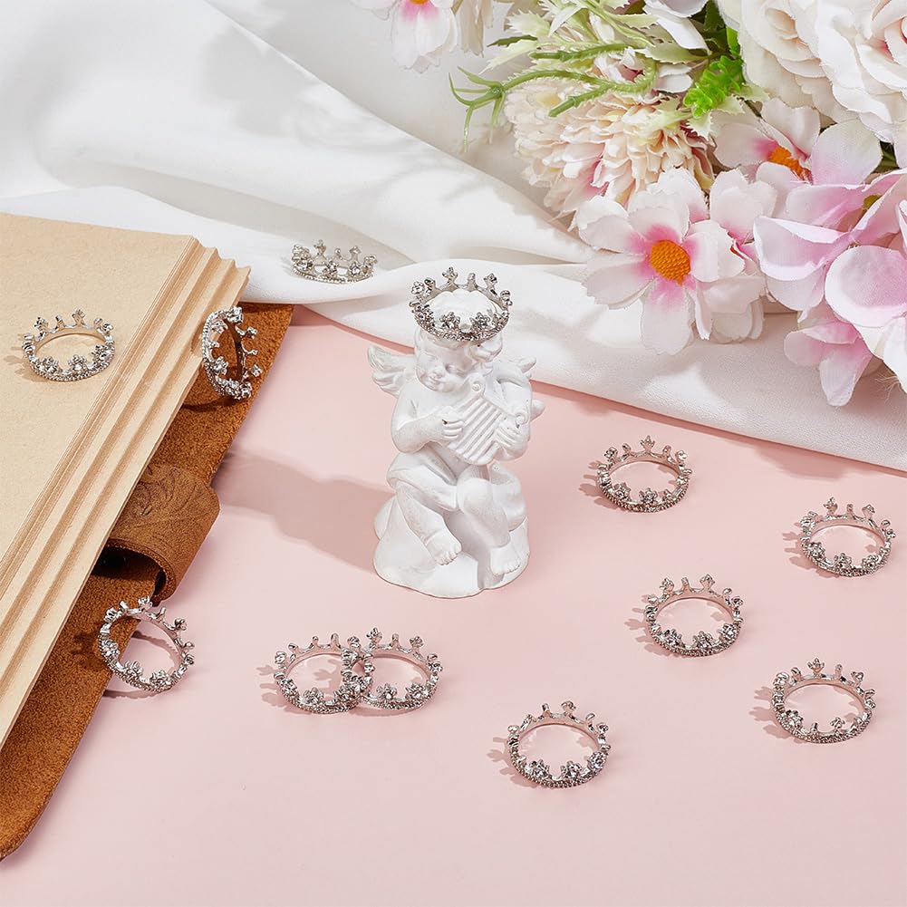 FREEBLOSS 12 Pcs Dollhouse Mini Crown Metal Mini Doll Crown Silver Tiny Miniature Crowns with Stars Princess Cake Topper Dolls Headwear Accessories 0.8 * 0.2'' - Image 2