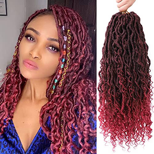 Karida New Goddess Locs Crochet Hair 16 Inch 8Packs River Faux Locs Crochet Hair With Curly Ends River Curls Crochet Locs Synthetic Braids Hair Extensions (16 Inch (Pack of 8), TBug#)