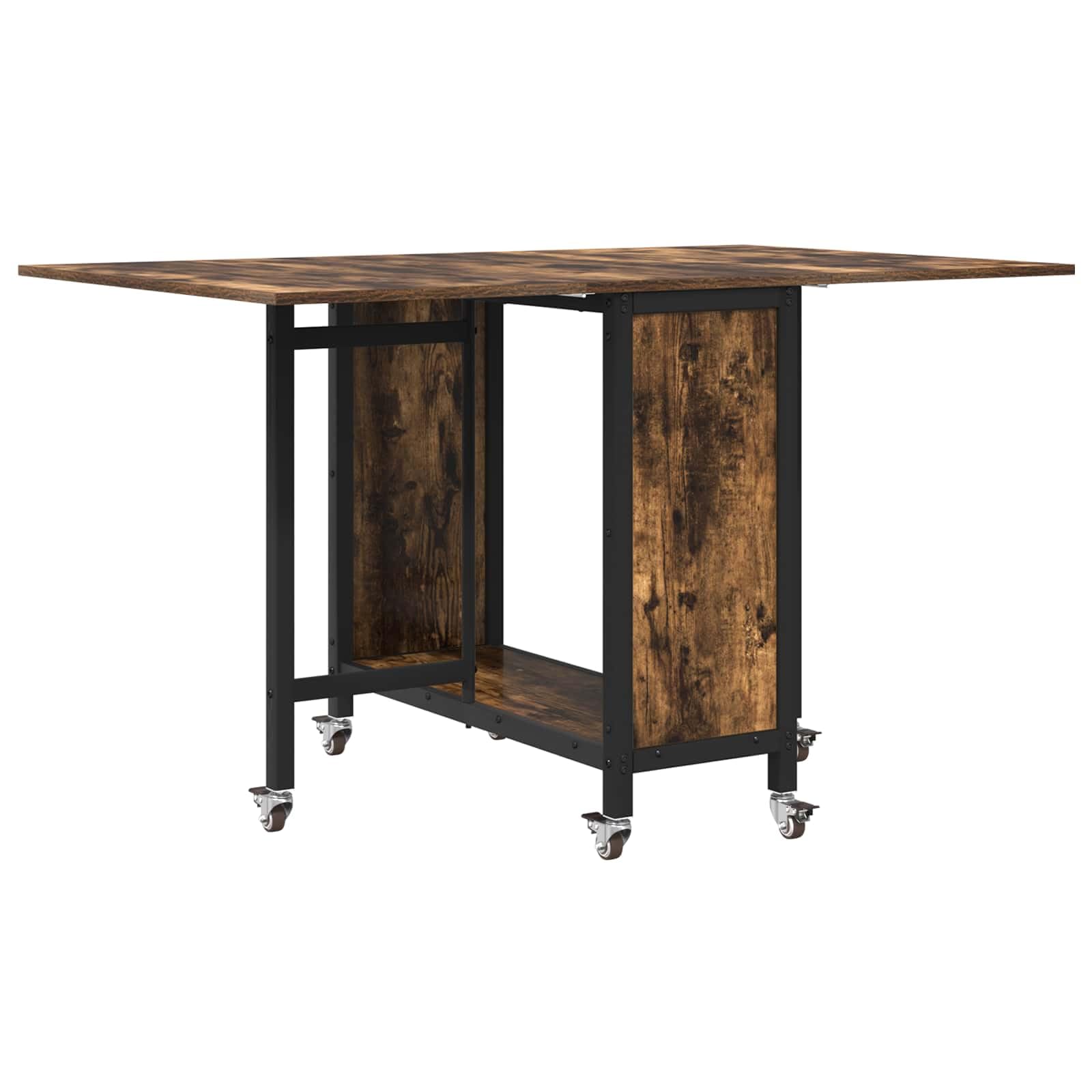 Table pliante peu encombrante avec roues et rangement pour cuisine modulable