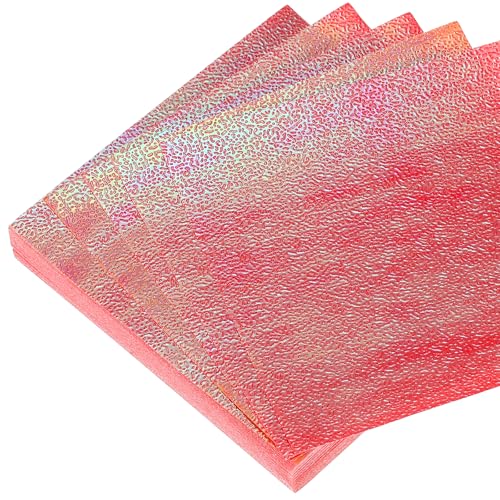 MECCANIXITY 75 Sheet Glitter Origami Paper 4x4 Inch Shiny Sparkly Square Folding Sheet 10x10cm Iridescent Paper for DIY Art, Craft Decor, Red