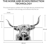Vista 4 de Paneles acústicos artísticos A cow Scotland, paquete de 8 paneles decorativos de pared absorbentes de sonido, cancelación de ruido, acolchado