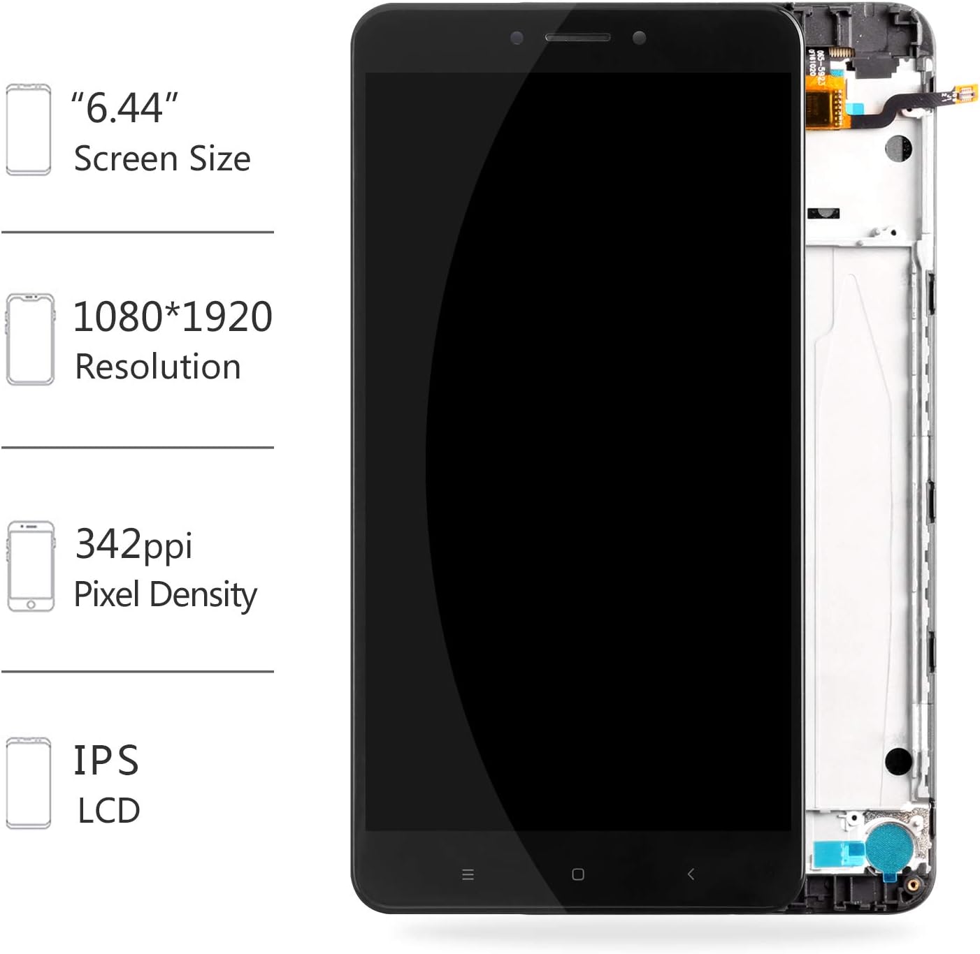 Screen Replacement for XIAOMI MI MAX 2 MAX2 LCD Display Matrix Touch Screen Digitizer Assembly with Frame Repair Parts Free Tools Kits (Black with Frame)