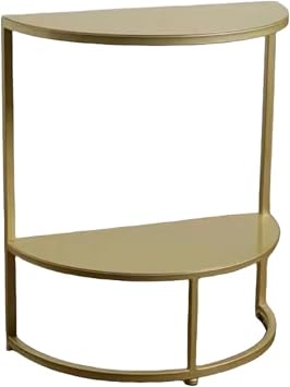 Gold Iron Art Console Table, Semicircle Side Table Bedroom Sofa Slim C-Shaped Coffee Table, 50CM / 60CM Color Gold, Size 40*20*50CM Semi Round Small Corner Table Narrow Nordic Wall Shape
