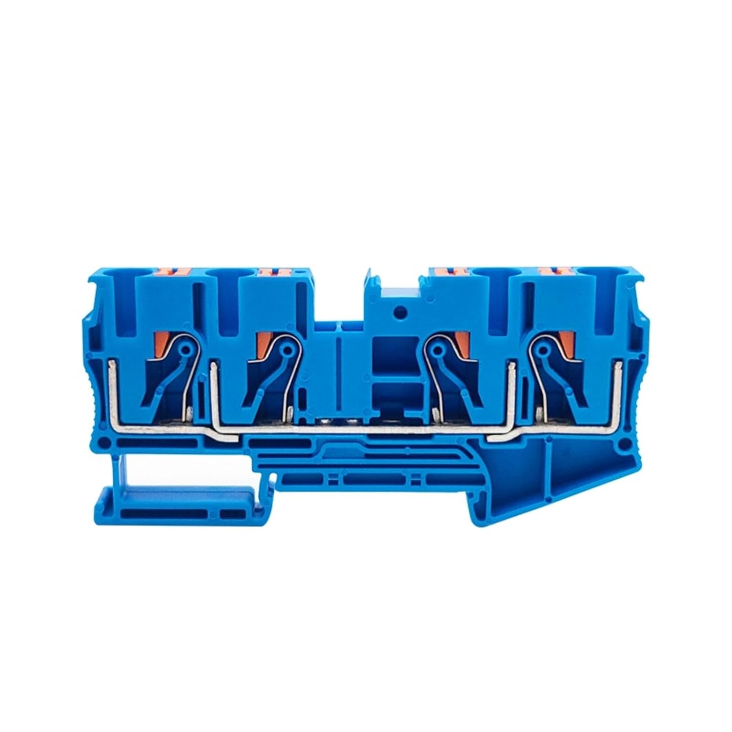 10Pcs PT6-QU Push in Terminal Block 6mm² Electrical Cable Connect PT 6-Quattro Din Rail 4 Wires Wiring Connector(Blue)